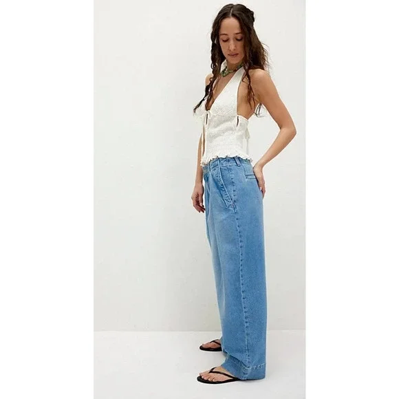 NEW FREE PEOPLE WE THE FREE CRVY NEW SPIN TROUSER JEANS SZ 34 - Picture 3 of 6